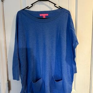 Lilly Pulitzer Cobo Blue Knit Womens Small  Boatneck Oversize Sweater preppy